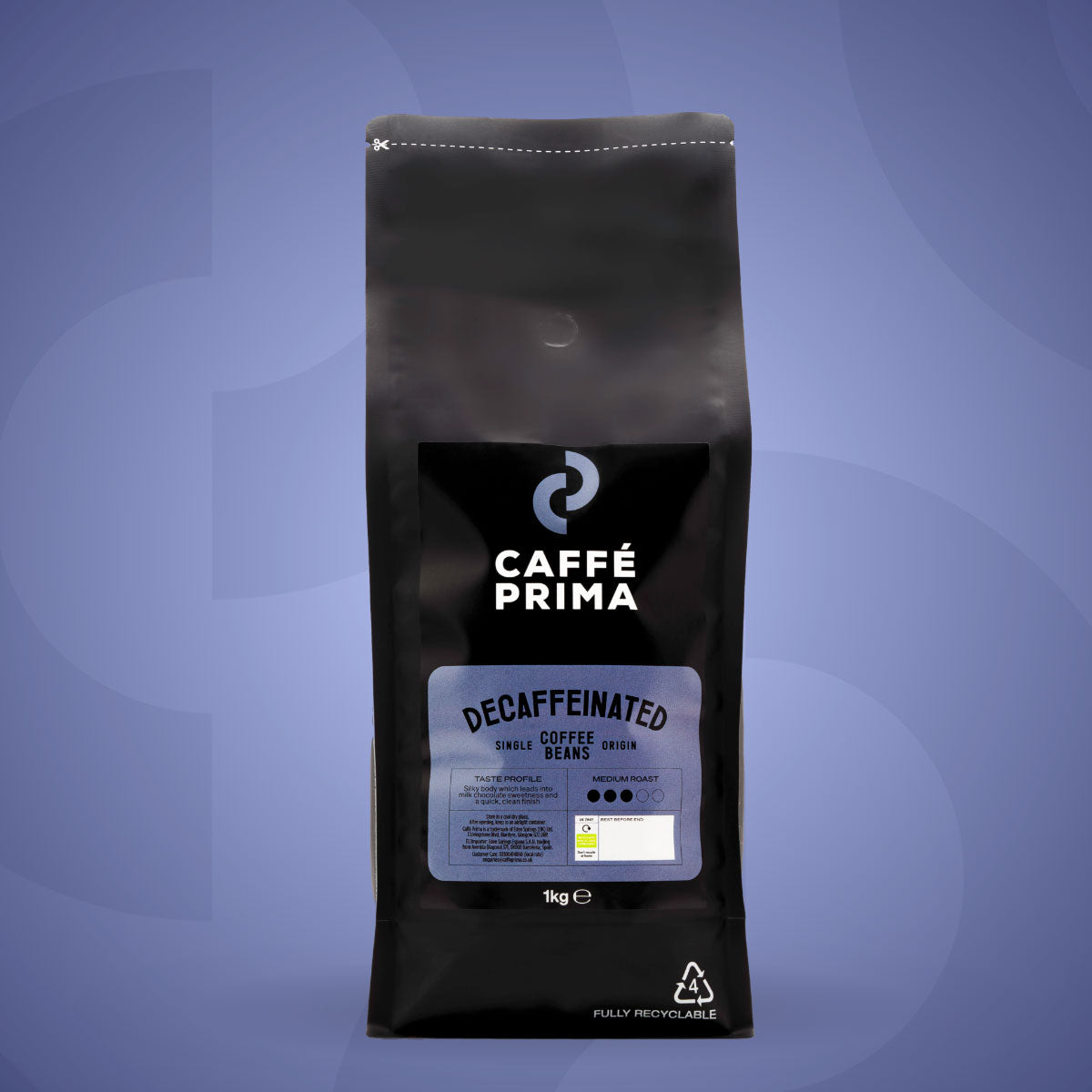 Caffé Prima Decaffeinated Coffee Beans 1kg & 6kg