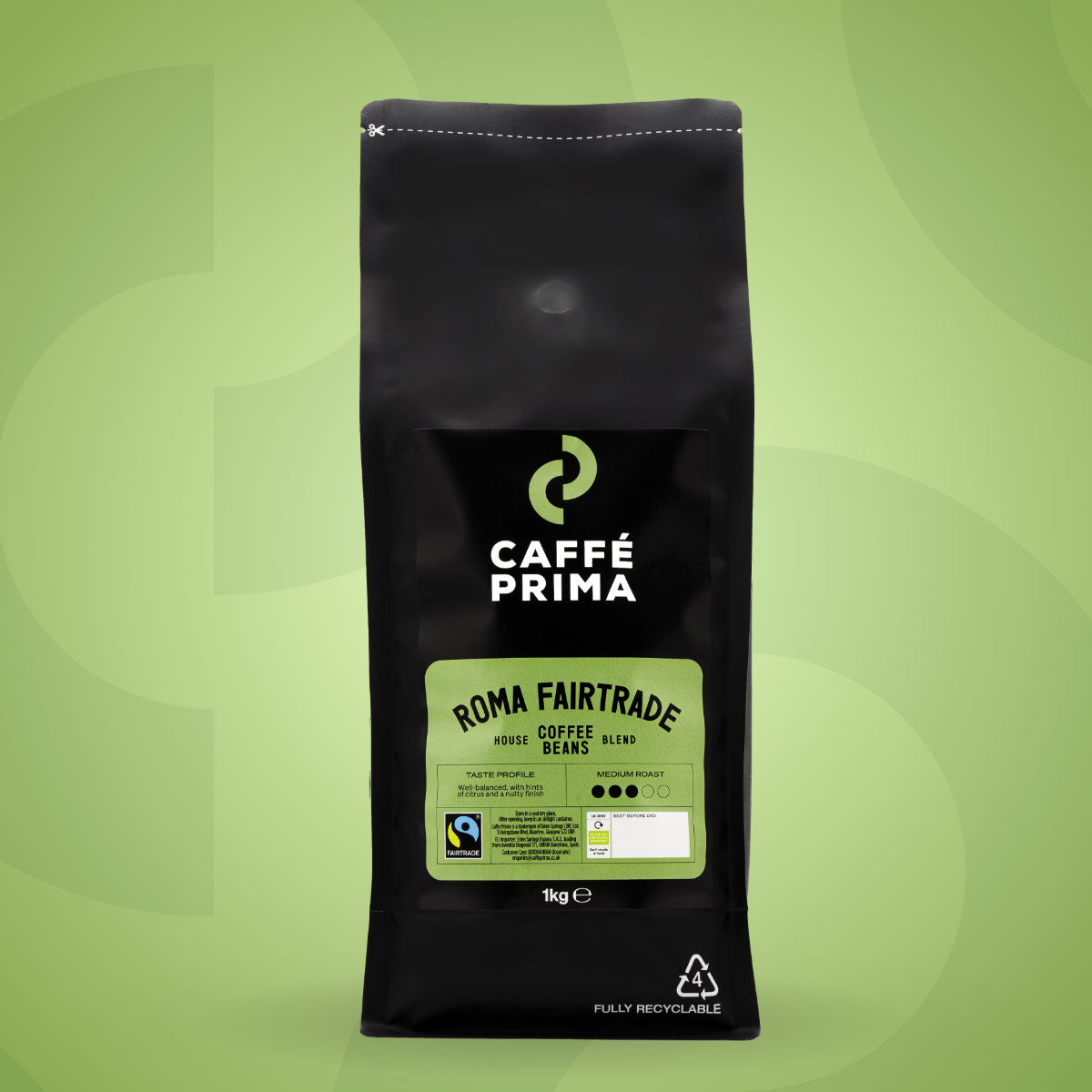 Caffé Prima Roma Fairtrade Coffee Beans 1kg & 6kg